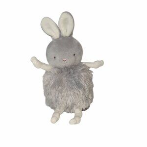 Bunnies By The Bay Roly Poly Gray Rabbit Knotted Plush Bean Bag Toy 5"